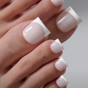 Soft Gel Press-On Toe Nails (White-on-white)