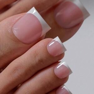 Soft Gel Press-On Toe Nails (White tips-on-Baby Pink)