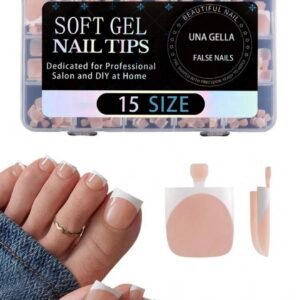 Soft Gel Press-On Toe Nails (White tips-on-Nude)