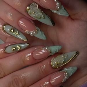 24 pcs Long Stiletto/Almond Acrylic Nails