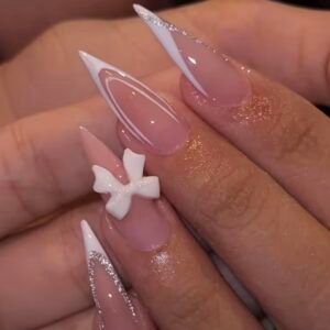 24 pcs Long Stiletto/Almond Acrylic Nails